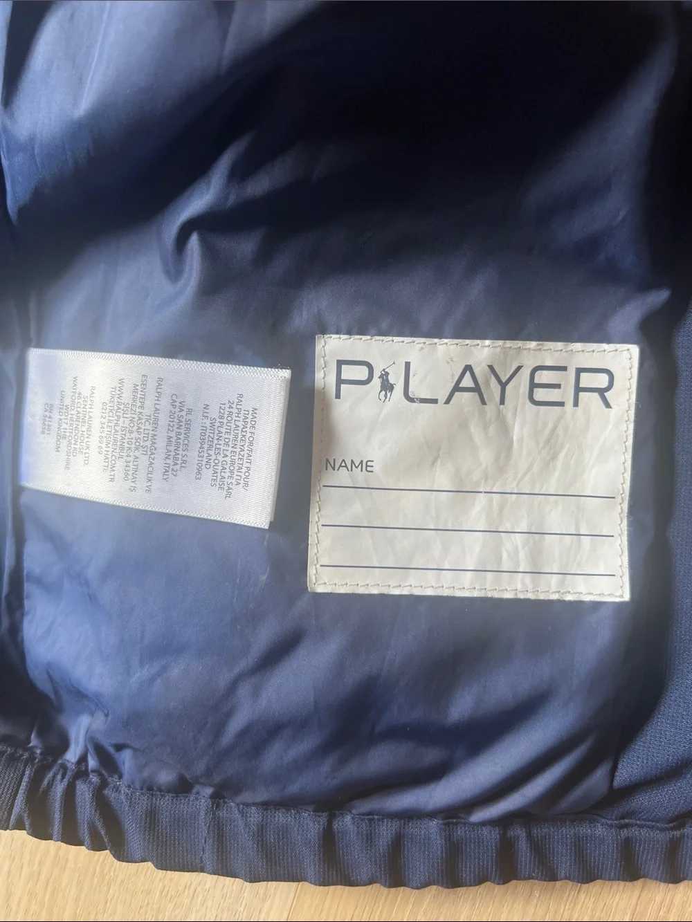 Polo by Ralph Lauren Navy Hooded Kids Rain Jacket with Red Polo Pony, size 6.
